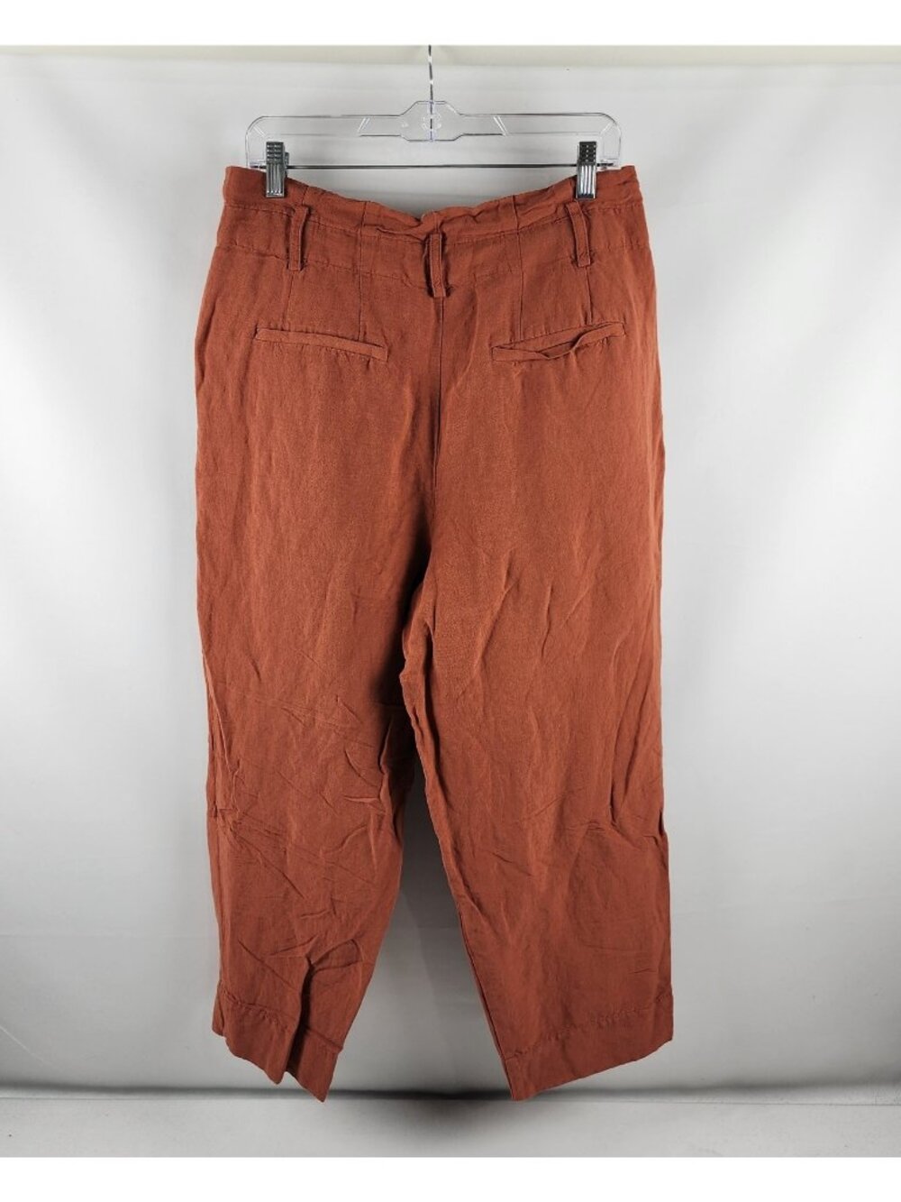 Madewell Pants Womens 12 Rust Linen-Blend Paperbag Pleated High Waist Pant - Picture 7 of 10